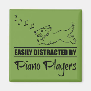 Running Dog Easily Distracted by Piano Players Magnet