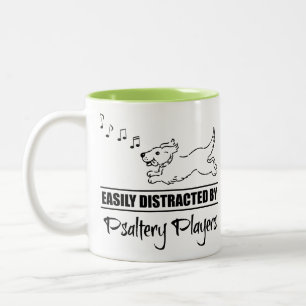 Running Dog Easily Distracted by Psaltery Players Two-Tone Coffee Mug