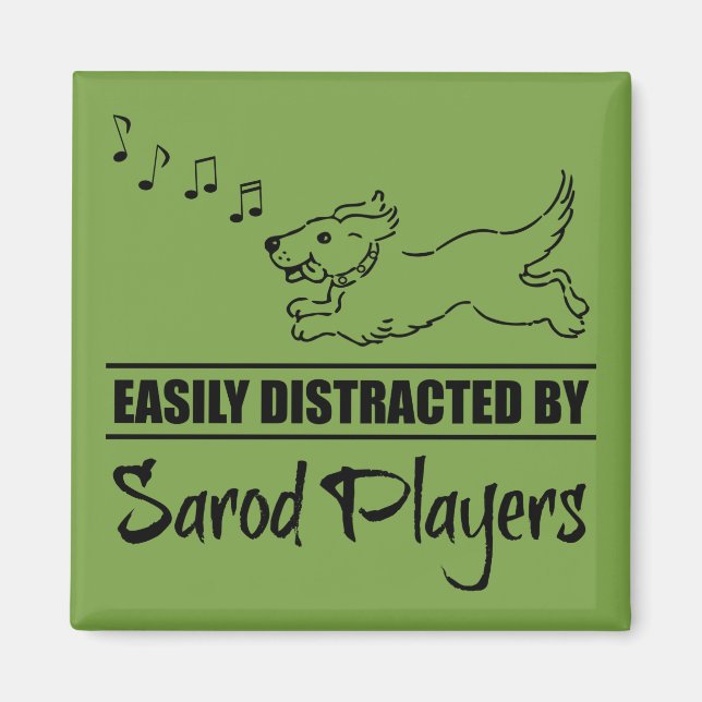 Running Dog Easily Distracted by Sarod Players Magnet (Front)