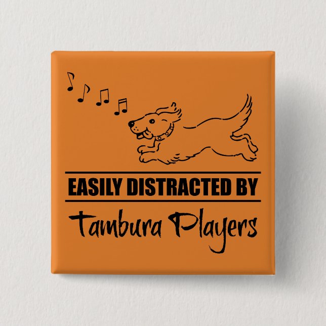 Running Dog Easily Distracted by Tambura Players 15 Cm Square Badge (Front)