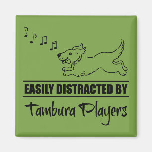 Running Dog Easily Distracted by Tambura Players Magnet