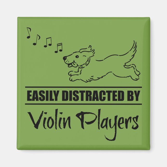 Running Dog Easily Distracted by Violin Players Magnet (Front)
