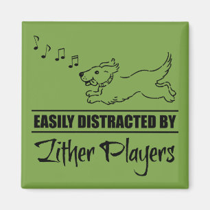 Running Dog Easily Distracted by Zither Players Magnet