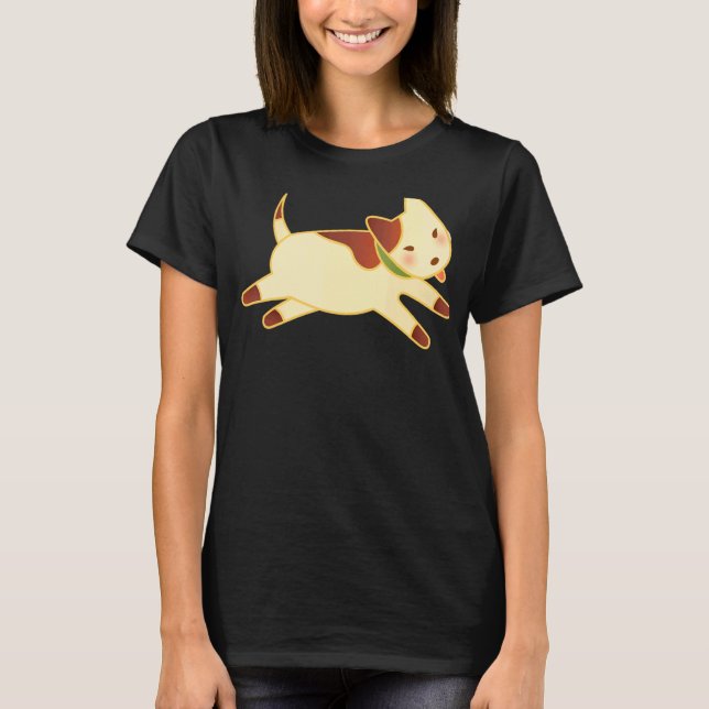 Running Dog In Brown Cute T-Shirt (Front)