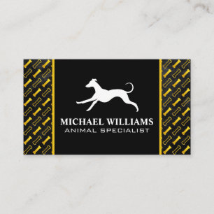 Running Dog Logo   Golden Bones Pattern Business Card
