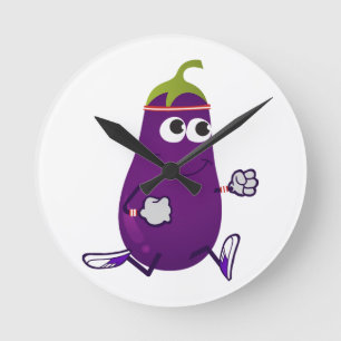 Running Eggplant Round Clock