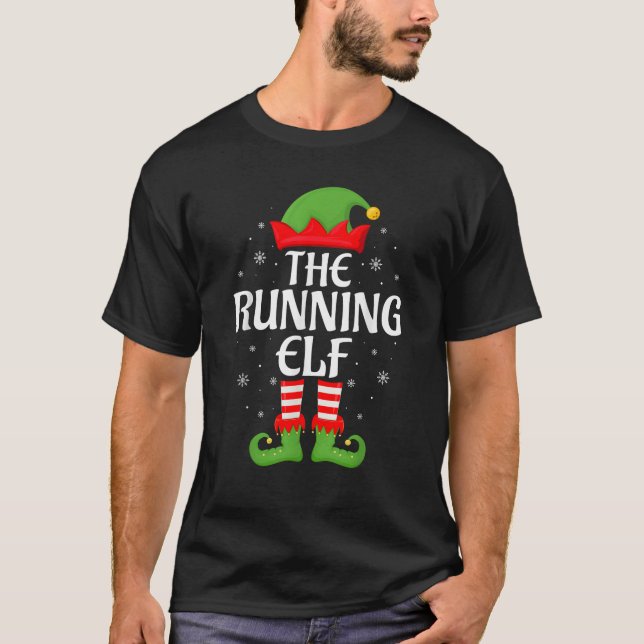 Running Elf Xmas Family Matching Elf Squad Christm T-Shirt (Front)
