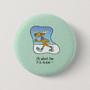 Running Exercise Reindeer Christmas 6 Cm Round Badge