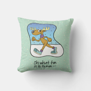 Running Exercise Reindeer Christmas Cushion