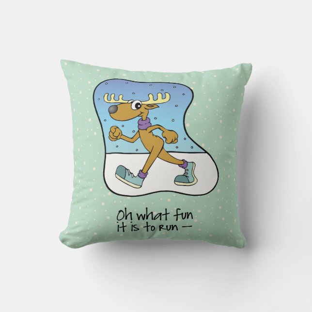 Running Exercise Reindeer Christmas Cushion (Front)