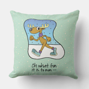 Running Exercise Reindeer Christmas Cushion
