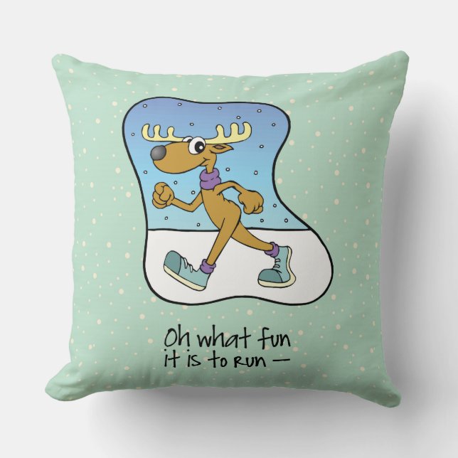 Running Exercise Reindeer Christmas Cushion (Front)