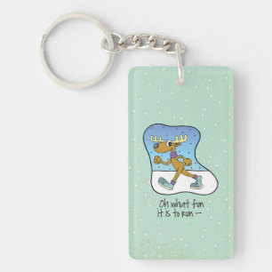 Running Exercise Reindeer Christmas Key Ring