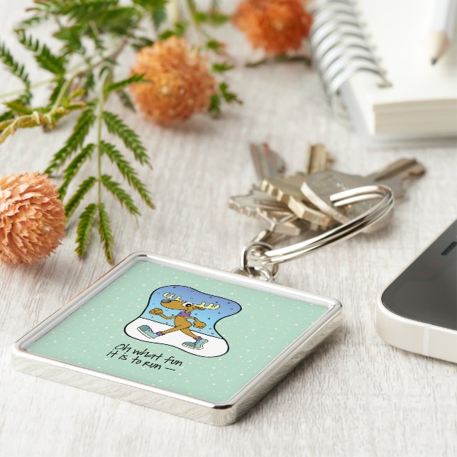 Running Exercise Reindeer Christmas Key Ring (Side)