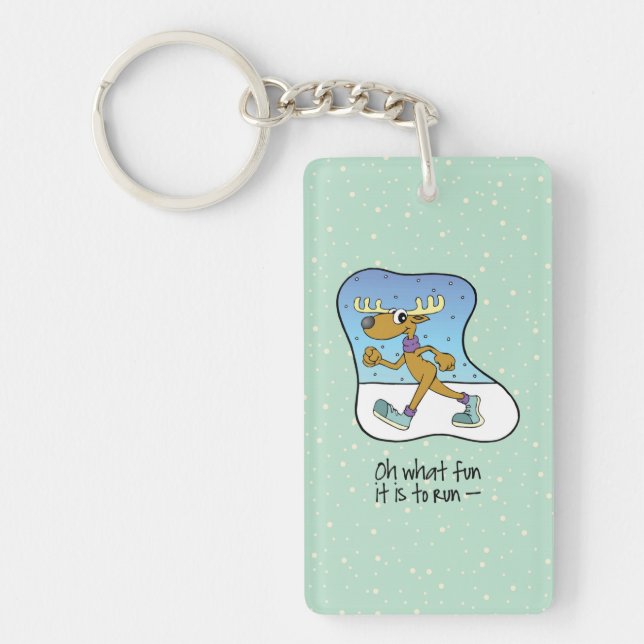 Running Exercise Reindeer Christmas Key Ring (Front)