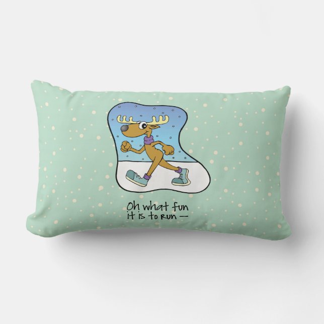 Running Exercise Reindeer Christmas Lumbar Cushion (Front)