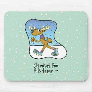 Running Exercise Reindeer Christmas Mouse Pad