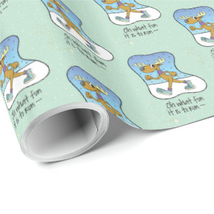 Running Exercise Reindeer Christmas Wrapping Paper