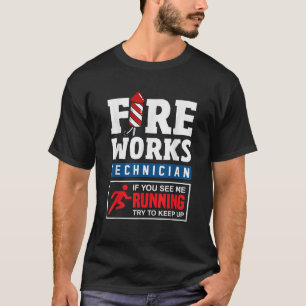 Running Fireworks Tech Funny 4th Of July Party T-Shirt