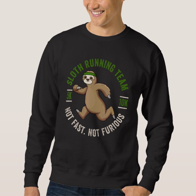 Running For Men Boys Sloth Running Team Sweatshirt (Front)