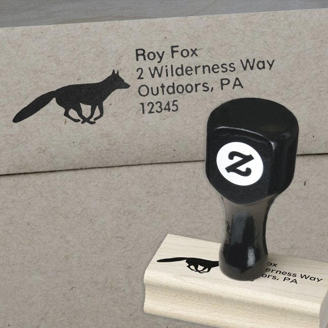 Running Fox Silhouette Wildlife  Return Address Rubber Stamp (Creator Uploaded)