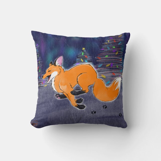 Running Fox Throw Pillow (Front)
