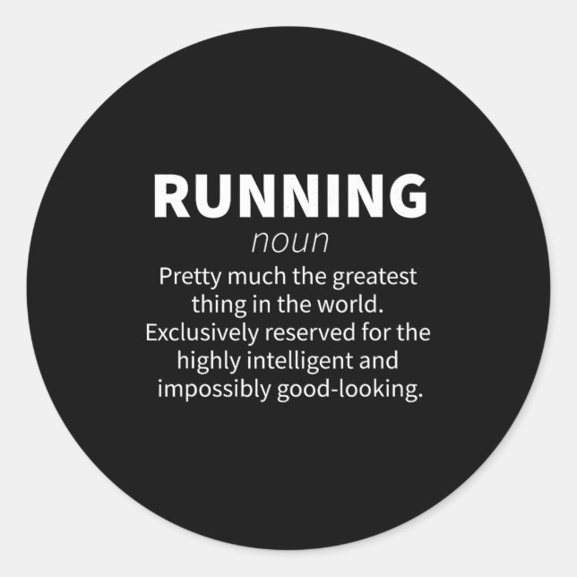 Running Funny Definition Funny 5k Marathon Runner  Classic Round Sticker (Front)