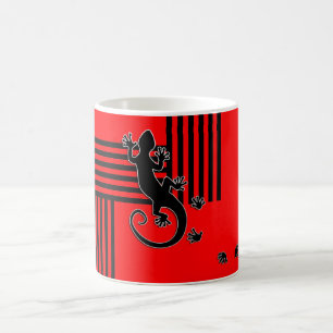 Running Gecko - black & red stripes abstract Coffee Mug