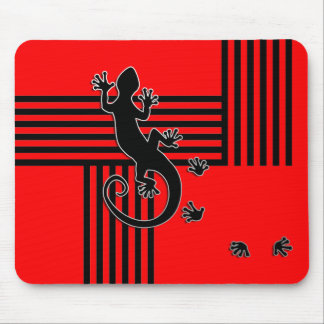Running Gecko - black & red stripes abstract Mouse Pad