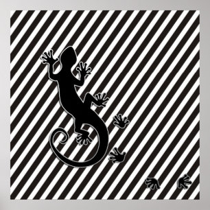 Running Gecko black stripes Poster