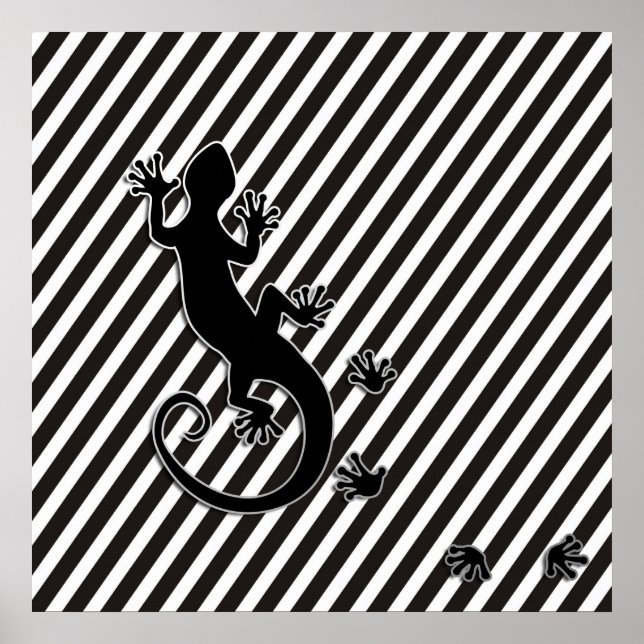 Running Gecko | black stripes Poster (Front)