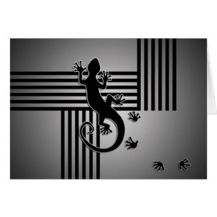 Running Gecko - black & white stripes shine