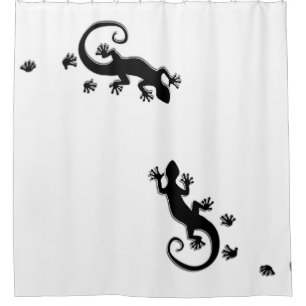 Running Gecko black + your background & ideas Shower Curtain