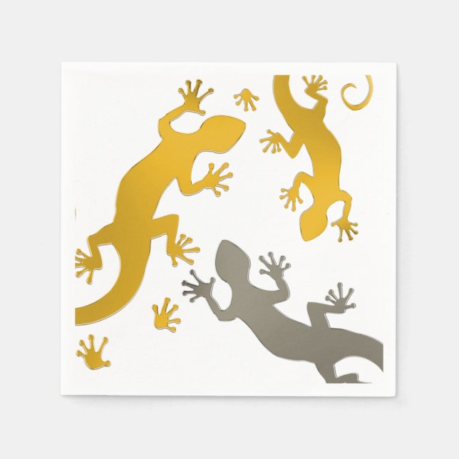 Running Gecko gold silver + your background & Idea Napkin (Front)