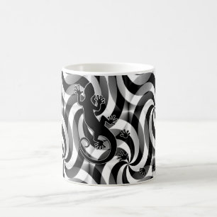 Running Gecko - swirls black & white Coffee Mug