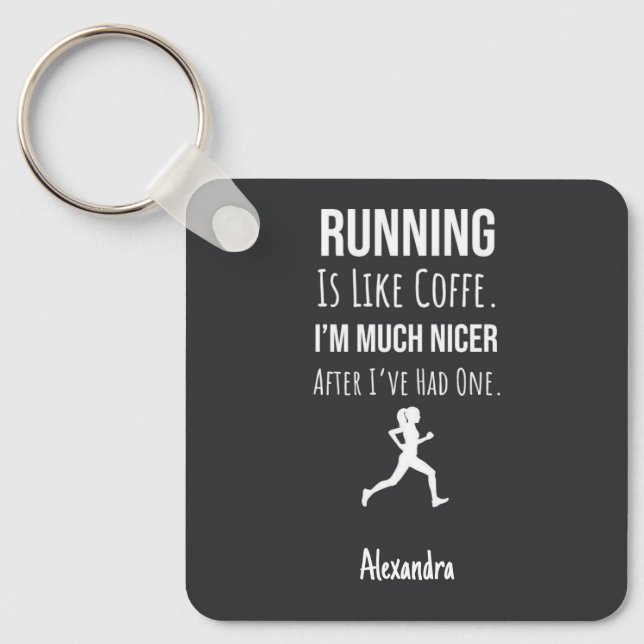 Running Gifts For Coffee Lovers Custom Runner Key Ring (Front)