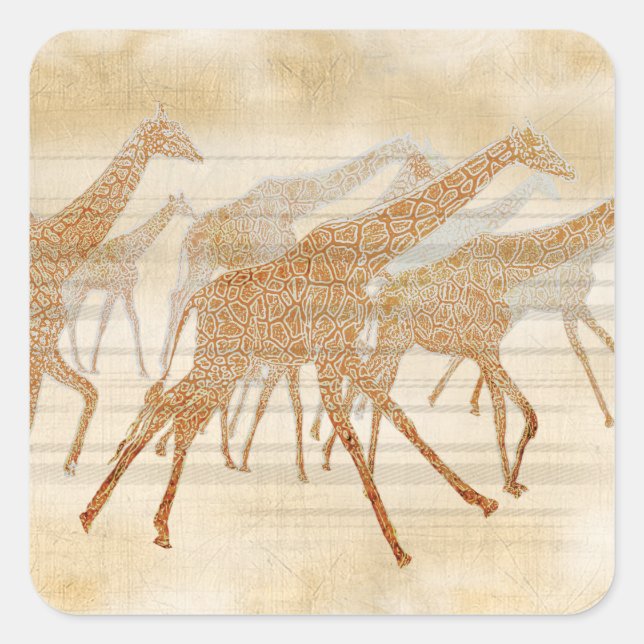 Running Giraffes Square Sticker (Front)