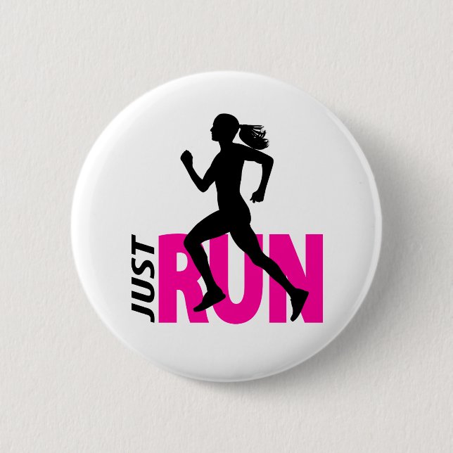 Running girl 6 cm round badge (Front)