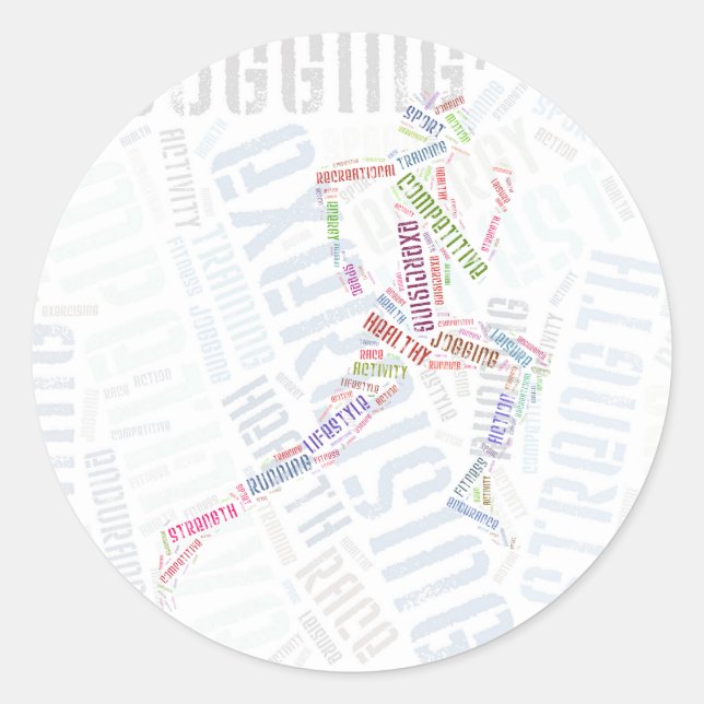 Running girl classic round sticker (Front)