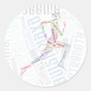 Running girl classic round sticker