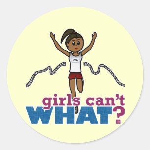 Running Girl in Red Classic Round Sticker