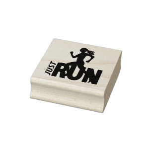 Running girl rubber stamp