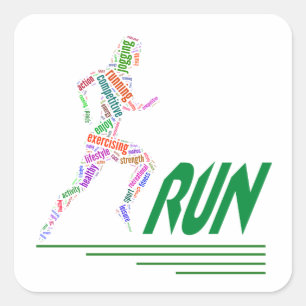 Running girl square sticker