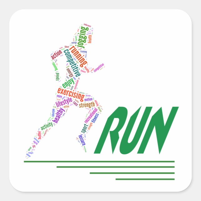 Running girl square sticker (Front)