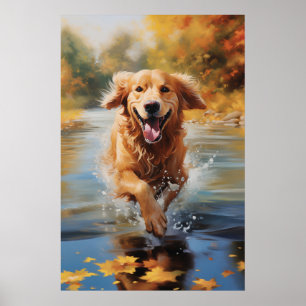 Running Golden Retriever Poster