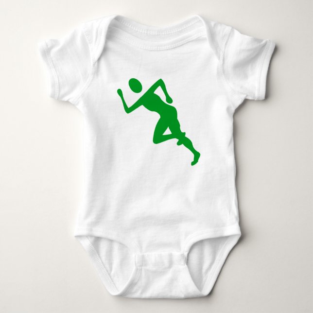 Running - Grass Green Baby Bodysuit (Front)