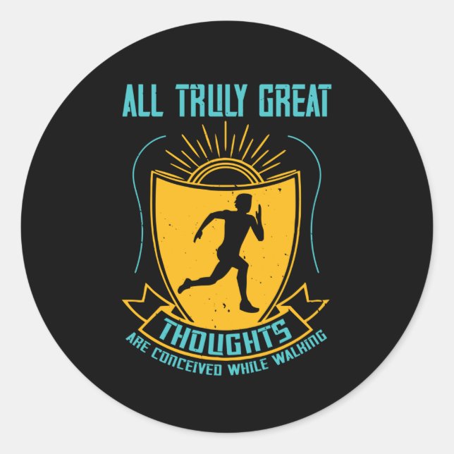 Running - Great thoughts are conceived Classic Round Sticker (Front)