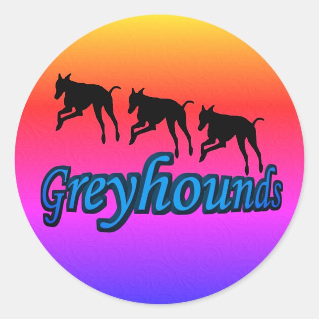 Running Greyhound Silhouettes  Classic Round Sticker (Front)