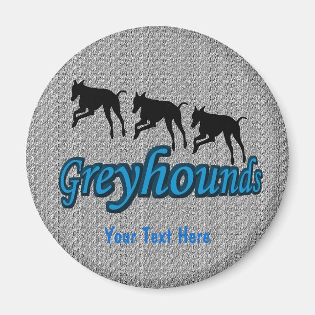 Running Greyhound Silhouettes Dog Magnet (Front)