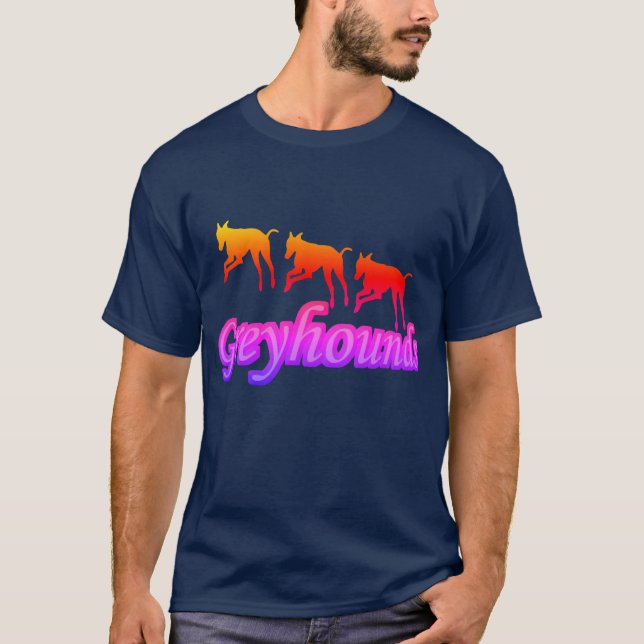 Running Greyhound Trio Silhouette Rainbow T-Shirt (Front)